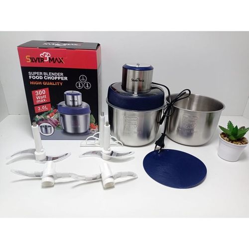 Silver Max Hachoir électrique avec 2 Bols Inox, multifonctions Robot broyeur, mixeur
 Fiche Technique et Prix au Maroc