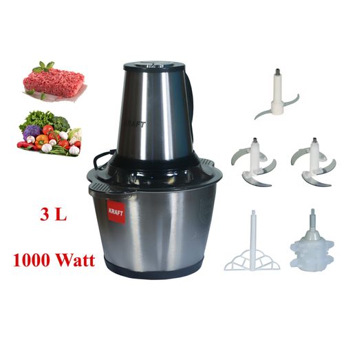 Kraft line Robot hachoir inox avec Poigné  1000w, 3 litre 3 vitesses pour aliment, viande noir / black
 Fiche Technique et Prix au Maroc