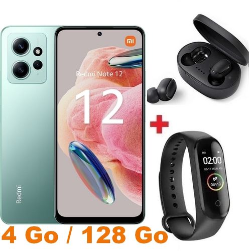 XIAOMI Redmi Note 12  Amoled 6,67″(4Go, 128Go) Snapdragon 680 - 50MP- Vert+ Band + Écouteur Offert
 Fiche Technique et Prix au Maroc