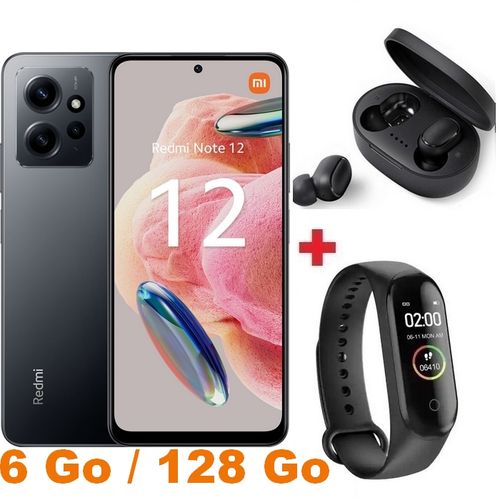 XIAOMI Redmi Note 12  Amoled 6,67″(6Go, 128Go) Snapdragon 680 - 50MP- Grey - Band + Écouteur
 Fiche Technique et Prix au Maroc