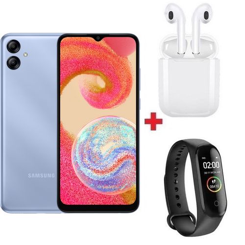 Samsung Galaxy A04e - 6,5” HD+ - 3 / 32GB - 13 MP - Bleu + Band + Écouteur
 Fiche Technique et Prix au Maroc