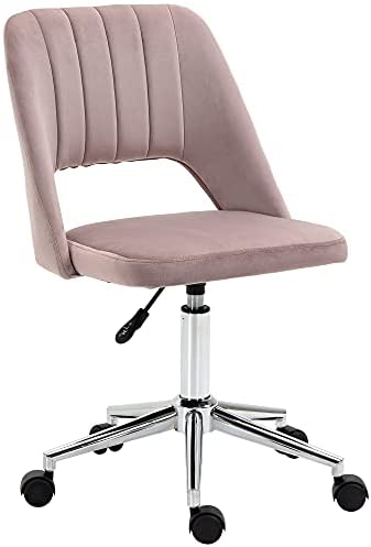 Vinsetto Chaise de Bureau Design Contemporain pivotante 360° Ergonomique Dossier strié aéré Hauteur réglable revêtement Velours 49 x 54 x 91 cm RoseAvis,  Fiche Technique et Prix au Maroc
