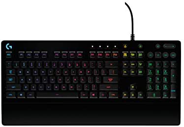 Logitech G213 Prodigy, Clavier Gaming, Eclairage RVB LIGHTSYNC, Résistant aux Éclaboussures, Personnalisable, Commandes Multimédia Dédiées, Clavier Anglais QWERTY - NoirAvis,  Fiche Technique et Prix au Maroc