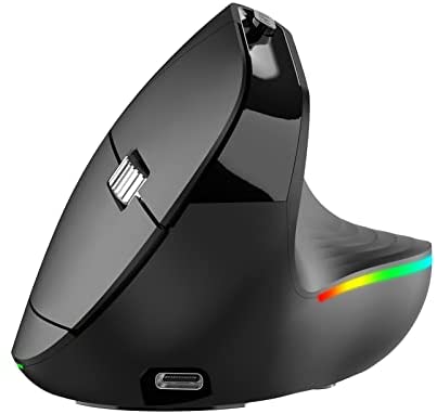 PINKCAT Souris Ergonomique sans Fil, Souris Verticale Rechargeable, 6 Boutons, avec Lumière RGB, Prévention Syndrome de la Souris - NoirAvis,  Fiche Technique et Prix au Maroc