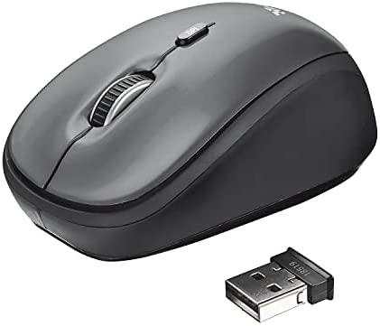 Trust Yvi Souris sans Fil, 800/1600 DPI, Microrécepteur USB Stockable, 2,4 GHz, Design Compact, Wireless Mouse, Souris PC pour Droitiers et Gauchers, Ordinateur Portable, Mac, Chromebook - GrisAvis,  Fiche Technique et Prix au Maroc