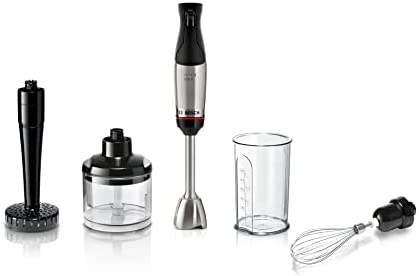 Bosch, mixeur plongeant, ErgoMaster Series 6, moteur 1000 watts refroidi par air, contrôle dynamique de la vitesse, couteau QuattroBlade Pro, accessoires inclus, MSM6M623 Avis, Fiche Technique et Prix au Maroc