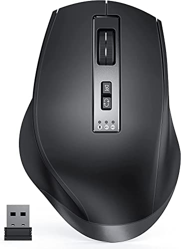 Souris sans Fil Rechargeable, Double Mode Bluetooth + 2,4 G USB, Souris Silencieuse Ergonomique avec Repose-Pouce, Souris pour PC/Macbook/iPad/Tablette, Noir et Gris FoncéAvis,  Fiche Technique et Prix au Maroc