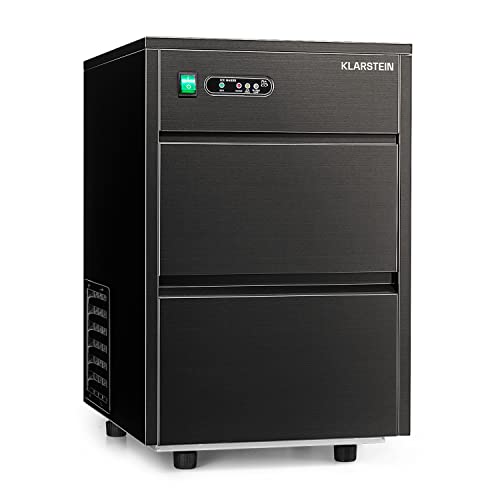 KLARSTEIN Powericer XL Machine à glaçons Industrielle - 145 W, Réservoir de Glace de 3,5 kg, Glace sans arrière goût, 20 kg de glace/24 h, Compresseur Puissant et Silencieux, Noir Avis, Fiche Technique et Prix au Maroc