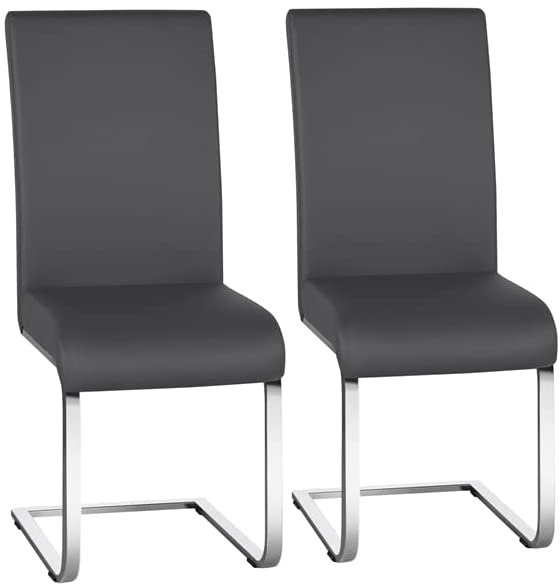 Abician Lot de 2 Chaises de Salle à Manger Chaises en Smilicuir PU avec Pieds Métalliques en U Haut Dossier Chaises pour Cuisine Gris foncéAvis,  Fiche Technique et Prix au Maroc
