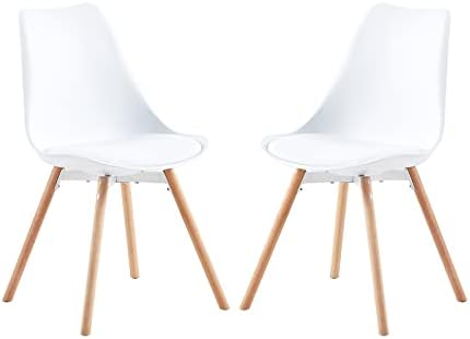 buybyroom Lot de 2 chaises de Salle à Manger rembourrées, Assise, Dossier, Salon, Salle à Manger, Salle de conférence, avec Bois Massif, BlancAvis,  Fiche Technique et Prix au Maroc