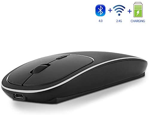 Zienstar-Souris sans Fil Bluetooth Rechargeable,Souris Double Modèle BT4.0 et 2.4G,Clic Silencieux,Coque Supérieure en Aliage d'Aluminium pour MacBook,Ordinateur Portable et Ordinateur (Black)Avis,  Fiche Technique et Prix au Maroc