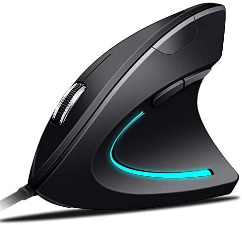 Gssuccess Souris Optique Ergonomique Verticale Filaire avec 3 Niveaux DPI Ajustables 800/1200/1600, 1.7 Mètre,6 Touches, pour Ordinateur de Bureau, PC, Ordinateur Portable,DroitierAvis,  Fiche Technique et Prix au Maroc
