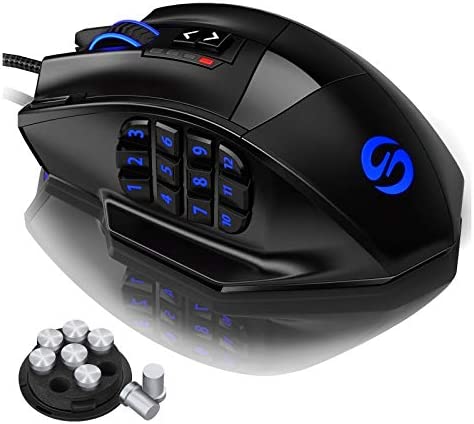 UtechSmart Souris laser de jeu MMO 16400 DPI pour PC, précision élevée, 18 boutons programmables| cartouche de poids réglable| 12 boutons latéraux|5 profils d'utilisateurs programmablesAvis,  Fiche Technique et Prix au Maroc