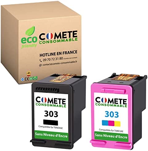 COMETE 🇫🇷 2 Cartouches d'encre Compatibles avec HP 303 Noir et Couleur pour HP Tango Tango X Envy Photo 6220 6230 6232 6234 7830 sans Affichage du Niveau d'encreAvis,  Fiche Technique et Prix au Maroc