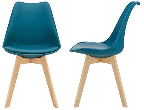 [en.casa] Lot de 2 Chaises de Salle à Manger Scandinave Siège Cuisine Plastique Similicuir Hêtre Turquoise 81 x 49 x 57cmAvis,  Fiche Technique et Prix au Maroc