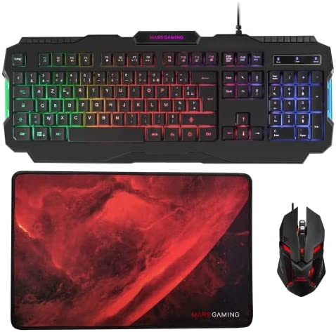 Mars Gaming MCP118FR, Pack Gaming RGB Clavier, Souris et Tapis de souris, Noir, Langue FrançaiseAvis,  Fiche Technique et Prix au Maroc