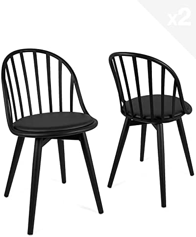 KAYELLES Lot de 2 - Chaise de Cuisine scandinave bistrot avec Coussin Bold (Noir)Avis,  Fiche Technique et Prix au Maroc