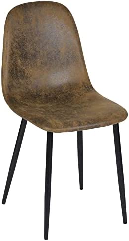 Setsail Set of 2 chaises de Salle à Manger, chaises de Cuisine, chaises de Salon, chaises de Bureau, Pieds en métal en Noir, Daim BrunAvis,  Fiche Technique et Prix au Maroc