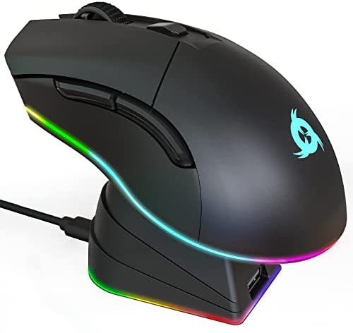 KLIM Blaze Pro - Souris Gamer sans Fil RGB Rechargeable avec Station de Charge - Nouveauté 2023 - Capteur Haute Précision avec Batterie Longue Durée -Jusqu'à 6000 DPI - Souris Filaire et sans FilAvis,  Fiche Technique et Prix au Maroc