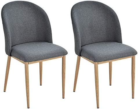 HOMCOM Lot de 2 chaises de Salle à Manger Chaise de Salon Pieds en métal Imitation Bois 50 x 58 x 85 cm GrisAvis,  Fiche Technique et Prix au Maroc