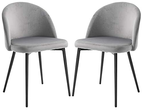 HOMCOM Chaises de Salle à Manger Design scandinave - Lot de 2 chaises - Pieds effilés métal Noir - Assise Dossier Ergonomique Velours GrisAvis,  Fiche Technique et Prix au Maroc