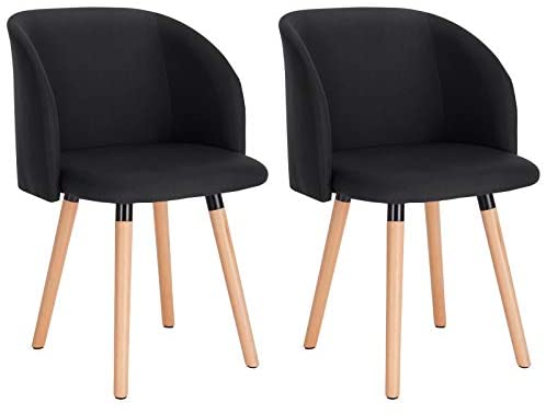 WOLTU BH120sz-2 Chaise de Salle à Manger Chaise de Cuisine Rembourrée Assise en Lin, NoirAvis,  Fiche Technique et Prix au Maroc