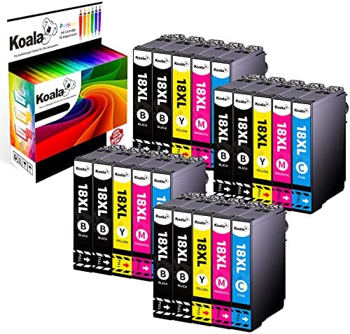 Koala Cartouche d’Encre Compatible pour Epson 18XL T1811-T1814 pour Expression Home XP-102 XP-202 XP-305 XP-405 XP-205 XP-302 XP-402 XP-415 XP-412 XP-315 XP-312 (8 Noir, 4 Cyan, 4 Magenta, 4 Jaune)Avis,  Fiche Technique et Prix au Maroc