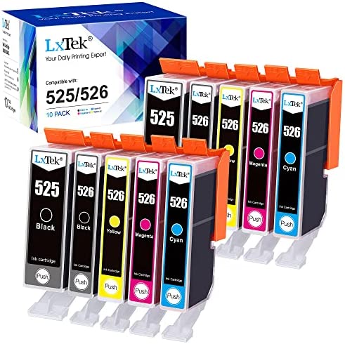 LxTek Compatible Cartouches d'encre Remplacement pour Canon 525 526 pour PIXMA IX6550 MX715 MX885 MX895 IP4850 IP4950 IP6550 MG5120 MG5150 MG5250 (PGI- Noir CLI- Noir Cyan Magenta Jaune, 10-Pack)Avis,  Fiche Technique et Prix au Maroc