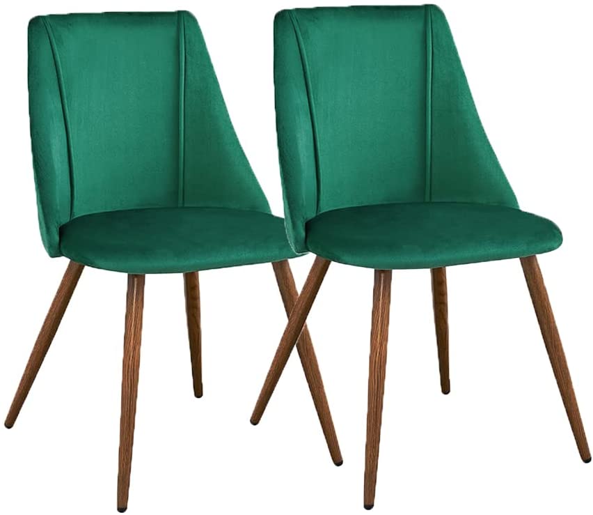 buybyroom Lot de 2 chaises de salle à manger, cuisine, salon, rembourrées, avec revêtement en tissu velours, pieds en métal, vert foncéAvis,  Fiche Technique et Prix au Maroc