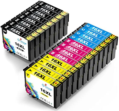 Q-image 16XL Cartouches d'encre Remplacement pour Epson 16 16XL pour Workforce WF-2750 WF-2760 WF-2660 WF-2650 WF-2630 WF-2540 WF-2530 WF-2010 WF-2510 (8 Noir, 4 Cyan, 4 Magenta, 4 Jaune)Avis,  Fiche Technique et Prix au Maroc