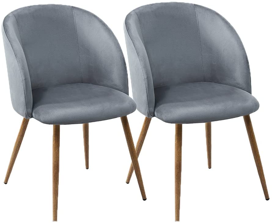 buybyroom Lot de 2 chaises de Salle à Manger rembourrées en Velours avec Dossier pour Cuisine, Salle à Manger, Salon, Chambre à Coucher, GrisAvis,  Fiche Technique et Prix au Maroc