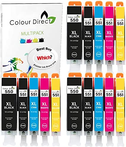 15 XL CLI-551XL/ PGI-550XL ColourDirect compatible Cartouches d'encre pour MG5450 MG5550 MG5650 MG6600 MG6350 MG6450 MG6650 MG7550 MX725 MX925 MX725 MG7150 iP7250 iP8750 iX6850 ImprimanteAvis,  Fiche Technique et Prix au Maroc