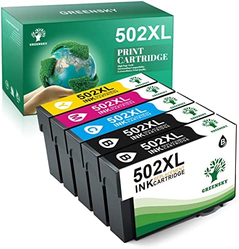 GREENSKY Compatible pour Cartouche Epson 502 Remplacement pour Cartouche Epson 502XL Expression Home Epson XP 5100 XP-5100 XP-5105 XP-5150 XP-5155 Workforce WF 2860 WF-2860DWF WF-2865DWF (Paquet de 5)Avis,  Fiche Technique et Prix au Maroc