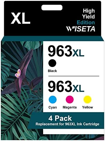 WISETA 963XL 963 Remanufacturées Cartouches d'encre Remplacement pour HP 963 963 XL pour OfficeJet Pro 9010 9012 9013 9014 9015 9016 9019 9020 9022 9025 (1 Noir, 1 Cyan, 1 Magenta, 1 Jaune)Avis,  Fiche Technique et Prix au Maroc