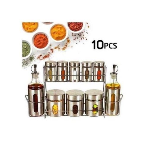 Boite à épices inox service à épices de 10 piéces
 Fiche Technique et Prix au Maroc