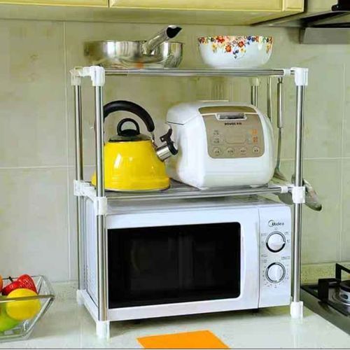 Etagère de cuisine rangement ,étagère de four à micro-ondes en acier inoxydable
 Fiche Technique et Prix au Maroc