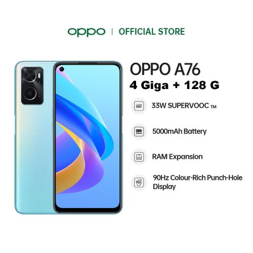 Oppo A76(4Go+128Go) extension RAM+5 Go - 33W - Snapdragon 680- 5000 mAh- Bleu
 Fiche Technique et Prix au Maroc