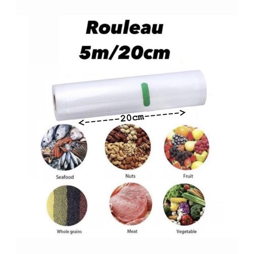 Rouleau sous vide pour machine vacuum sealer (5m*20cm)
 Fiche Technique et Prix au Maroc