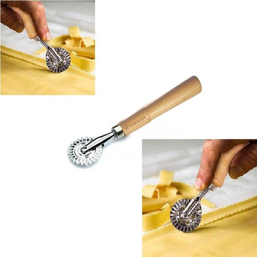 Roulette à pâte découpe pâtes avec manche, en inox et bois
 Fiche Technique et Prix au Maroc