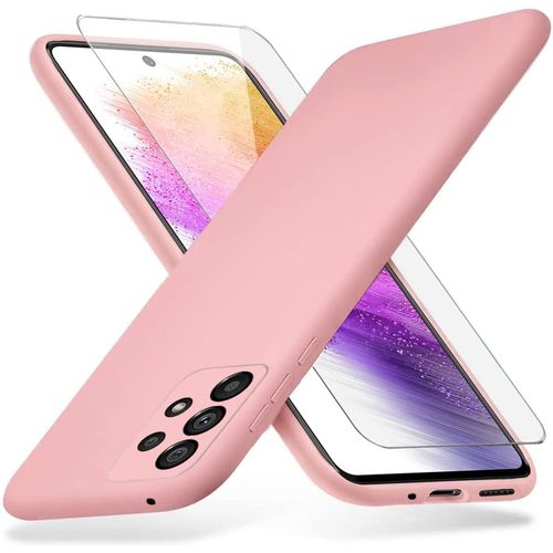 Samsung A73 5G Coque Silicone Rose + 1 Verres Trempes Noir
 Fiche Technique et Prix au Maroc