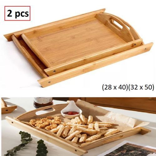 Set de 2 plateaux multifonctionnels en bambou, (28 x 40) (32 x 50)
 Fiche Technique et Prix au Maroc
