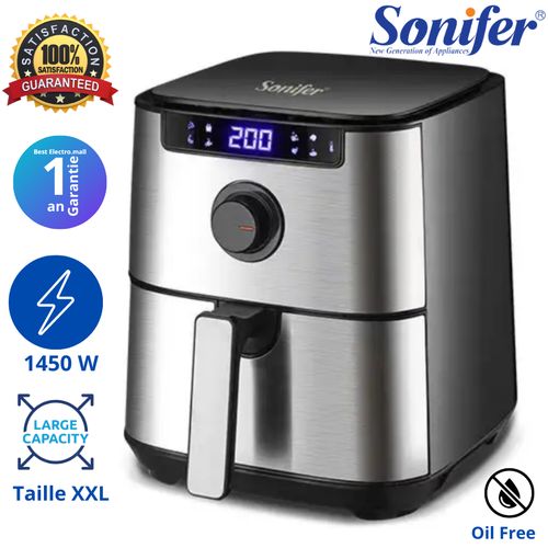 Sonifer Friteuse sans huile 5L - Air fryer tactile - 1450Watts - 8 programmes
 Fiche Technique et Prix au Maroc