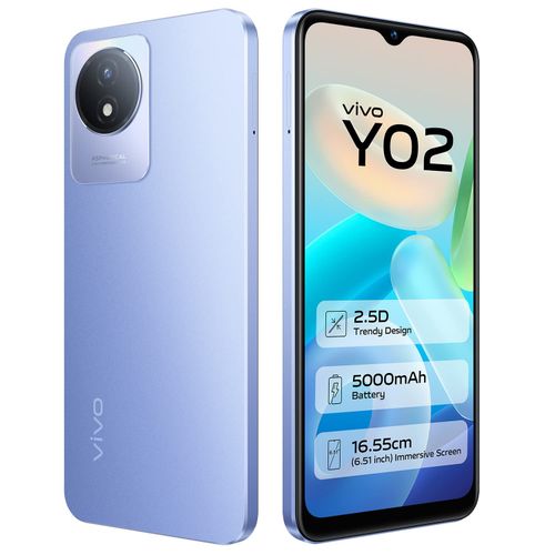Vivo Y02 -5 000 mAh Batterie longue durée - 2RAM + 32 Go de ROM- Bleu
 Fiche Technique et Prix au Maroc