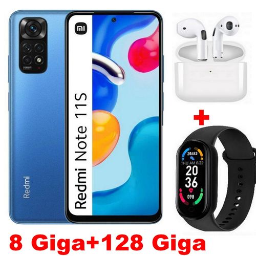 XIAOMI Redmi Note 11S 6,5" (8Go, 128Go) MediaTek Helio G 96 -108MP- Bleu +Kit+ Montre
 Fiche Technique et Prix au Maroc