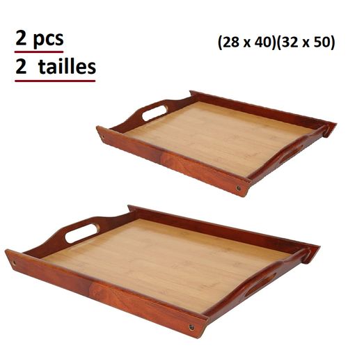 pack 2 plateaux en bambou, (28 x 40) (32 x 50), multifonctionnels
 Fiche Technique et Prix au Maroc