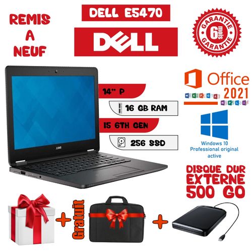 DELL Pc Portable Latitude 5470 RAM 16Gb/SSD 256Gb Cartable+Disk Dur 500 Gb Gratuit  REMIS A NEUF
 Fiche Technique et Prix au Maroc