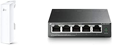 TP-Link CPE510 Point d'Accès Extérieur Wi-FI 5GHz N 300 Mbps 13DBi & Switch PoE (TL-SG1005P V2) 5 Ports Gigabit, 4 Ports PoE+, 65W pour Tous Les Ports PoE, Boitier Métal, Installation faciles Fiche Technique et Prix au Maroc