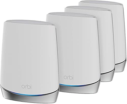 NETGEAR Système WiFi 6 Mesh Tri Bandes Orbi (RBK754), Pack de 4, Routeur WiFi 6 AX4200, WiFi jusqu'à 4.2 Gbit/s, Couverture WiFi Mesh performante de 700m², idéal murs épais, compatible toutes box Avis, Fiche Technique et Prix au Maroc