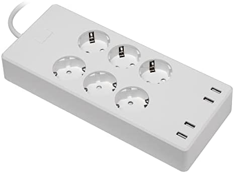 Transmedia Multiprise Intelligente à 6 Prises avec Contact de Protection, avec 4 Ports de Charge USB (Total 5 V/2,1 A), Commande vocale Via Alexa, Google Assistant ou Smart Phone Fiche Technique et Prix au Maroc