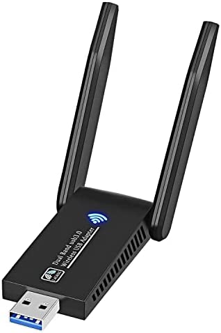 Adaptateur USB WiFi, 1300 Mbps Double antenne à gain élevé 5 dBi - Adaptateur sans fil pour ordinateur 2,4 GHz/5 GHz Compatible avec Windows 10/7/8/8.1/XP/Vista, Mac OS Linux Fiche Technique et Prix au Maroc